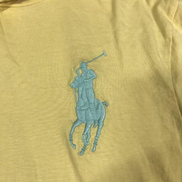 Polo Ralph Lauren Shirt Mens Large Yellow Hooded Big Pony Long Sleeve Spell Out - Picture 3 of 10